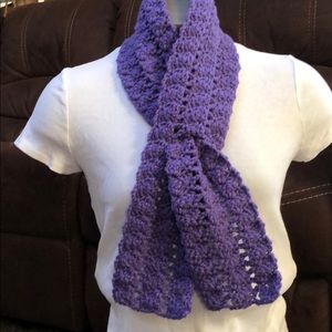 Neck warmer scarf Fastens through hole in scarf